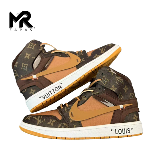Louis Vuitton x Off-White x Air Jordan 1 Custom - Marron